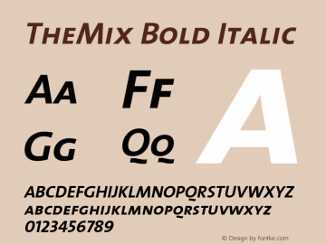 TheMix Bold Italic Version 1.0 Font Sample