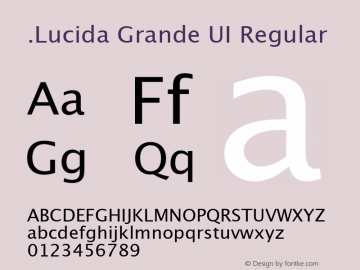.Lucida Grande UI Regular 10.0d1e2 Font Sample