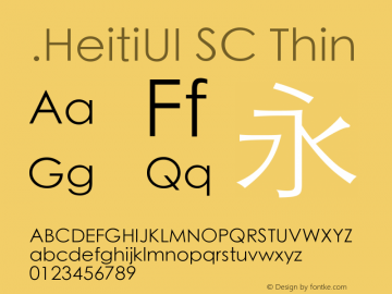 .HeitiUI SC Thin 10.0d5e1 Font Sample