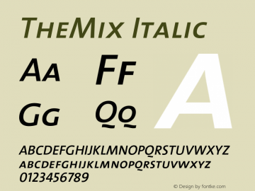 TheMix Italic 1.0 Font Sample