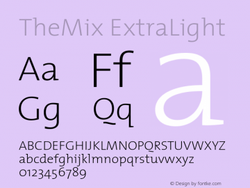 TheMix ExtraLight 1.0 Font Sample