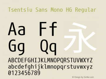 Tsentsiu Sans Mono HG Regular Version 1.059 Font Sample