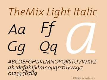 TheMix Light Italic 1.0 Font Sample