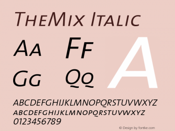 TheMix Italic 1.0 Font Sample