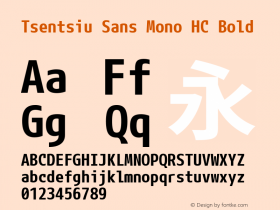 Tsentsiu Sans Mono HC Bold Version 1.059 Font Sample