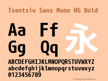 Tsentsiu Sans Mono HG Bold Version 1.059 Font Sample