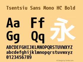 Tsentsiu Sans Mono HC Bold Version 1.059 Font Sample