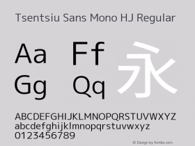 Tsentsiu Sans Mono HJ Regular Version 1.059 Font Sample