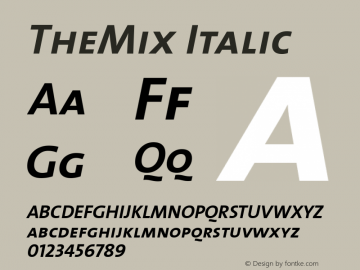 TheMix Italic Version 1.0 Font Sample