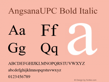 AngsanaUPC Bold Italic Version 5.05图片样张