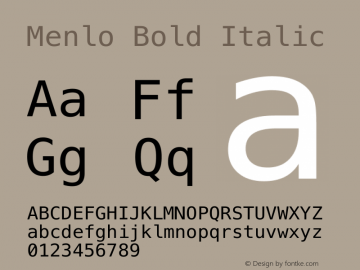 Menlo Bold Italic 8.0d1e1 Font Sample