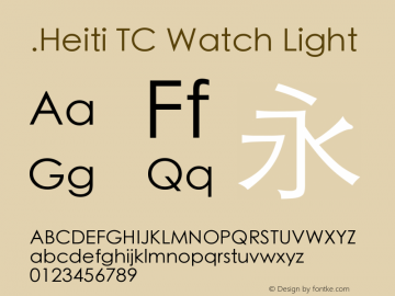 .Heiti TC Watch Light 10.0d6e1 Font Sample