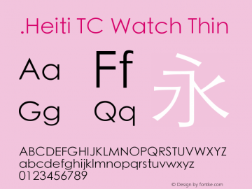 .Heiti TC Watch Thin 10.0d6e1 Font Sample