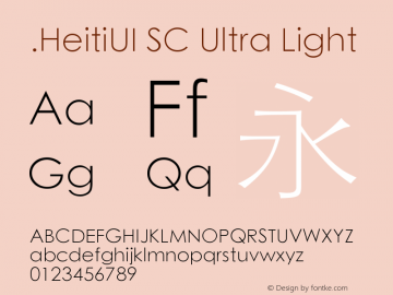 .HeitiUI SC Ultra Light 10.0d6e1图片样张