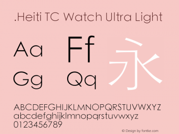 .Heiti TC Watch Ultra Light 10.0d6e1 Font Sample