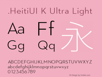 .HeitiUI K Ultra Light 10.0d6e1 Font Sample