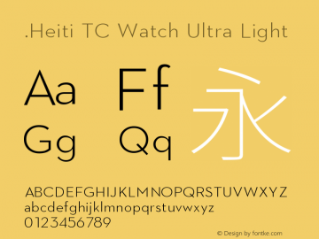 .Heiti TC Watch Ultra Light 10.0d6e1 Font Sample