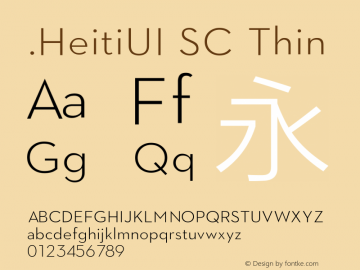 .HeitiUI SC Thin 10.0d6e1 Font Sample