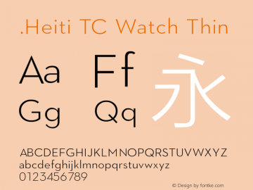 .Heiti TC Watch Thin 10.0d6e1 Font Sample