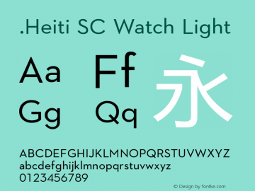 .Heiti SC Watch Light 10.0d6e1 Font Sample