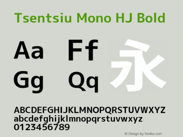 Tsentsiu Mono HJ Bold Version 1.059 Font Sample