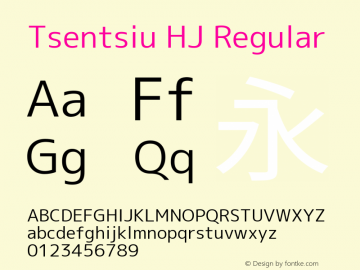 Tsentsiu HJ Regular Version 1.059 Font Sample