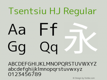 Tsentsiu HJ Regular Version 1.059 Font Sample
