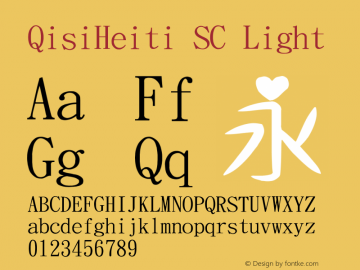 QisiHeiti SC Light Version 1.00 Font Sample