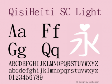 QisiHeiti SC Light Version 1.00 Font Sample