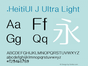 .HeitiUI J Ultra Light 10.0d4e2 Font Sample