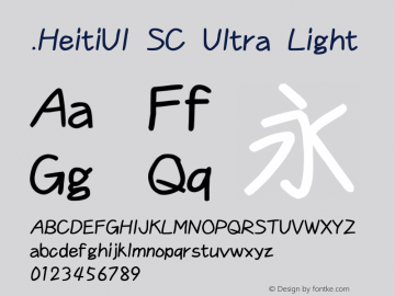 .HeitiUI SC Ultra Light 9.0d9e3图片样张