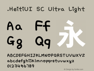 .HeitiUI SC Ultra Light 10.0d4e2 Font Sample