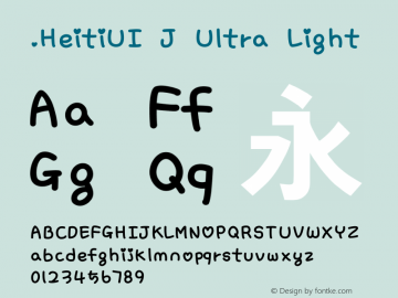 .HeitiUI J Ultra Light 10.0d4e2 Font Sample