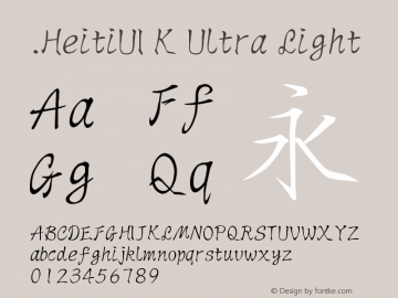 .HeitiUI K Ultra Light 9.0d9e4 Font Sample