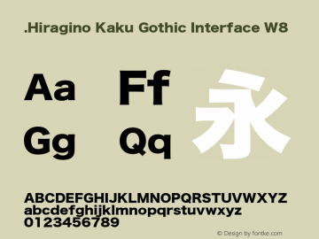 .Hiragino Kaku Gothic Interface W8 11.0d7e1 Font Sample
