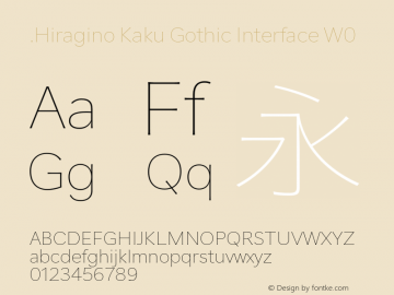 .Hiragino Kaku Gothic Interface W0 11.0d7e1 Font Sample