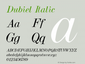 Dubiel Italic 001.001 Font Sample