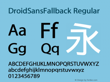 DroidSansFallback Regular Version 1.00 build 112 Font Sample