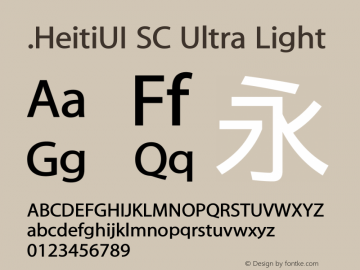 .HeitiUI SC Ultra Light 9.0d9e3图片样张