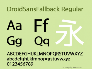 DroidSansFallback Regular Version 1.00 build 112 Font Sample