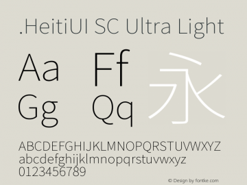 .HeitiUI SC Ultra Light 9.0d9e3图片样张