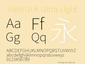 .HeitiUI K Ultra Light 9.0d9e3 Font Sample