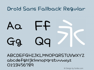 Droid Sans Fallback Regular Version 2.51 December 12, 2014 Font Sample