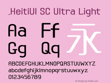 .HeitiUI SC Ultra Light 9.0d9e3 Font Sample