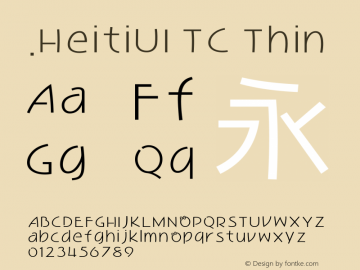 .HeitiUI TC Thin 9.0d8e1 Font Sample