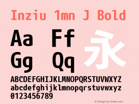 Inziu 1mn J Bold Version 1.060 Font Sample