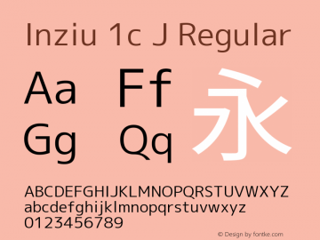 Inziu 1c J Regular Version 1.060 Font Sample