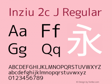 Inziu 2c J Regular Version 1.060 Font Sample