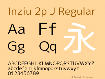 Inziu 2p J Regular Version 1.060 Font Sample