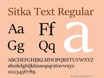 Sitka Text Regular Version 1.10 Font Sample